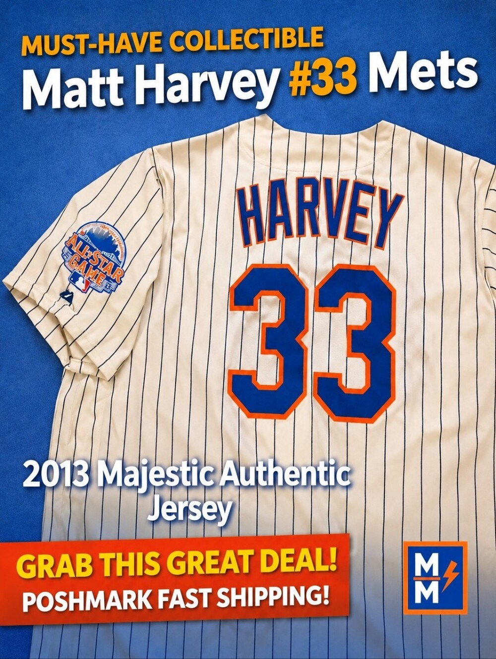 3X NWT Matt Harvey #33 Mets Majestic Authentic Jersey 2013 MLB All-Star Edition